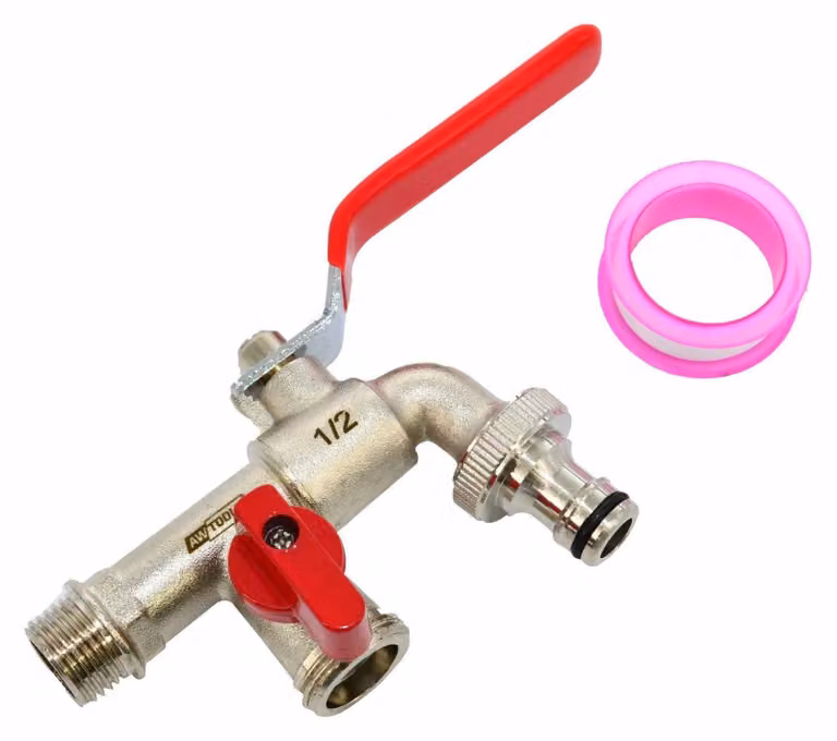 AW Tools - Rubinetto a doppia leva, ottone AW3470 (taglia unica) (ottone/rosso)