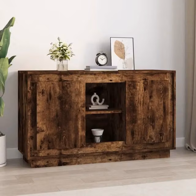 Credenza vidaXL in Rovere Fumo e Legno Multistrato, L/P/H: 102 x 35 x 60 cm – 1