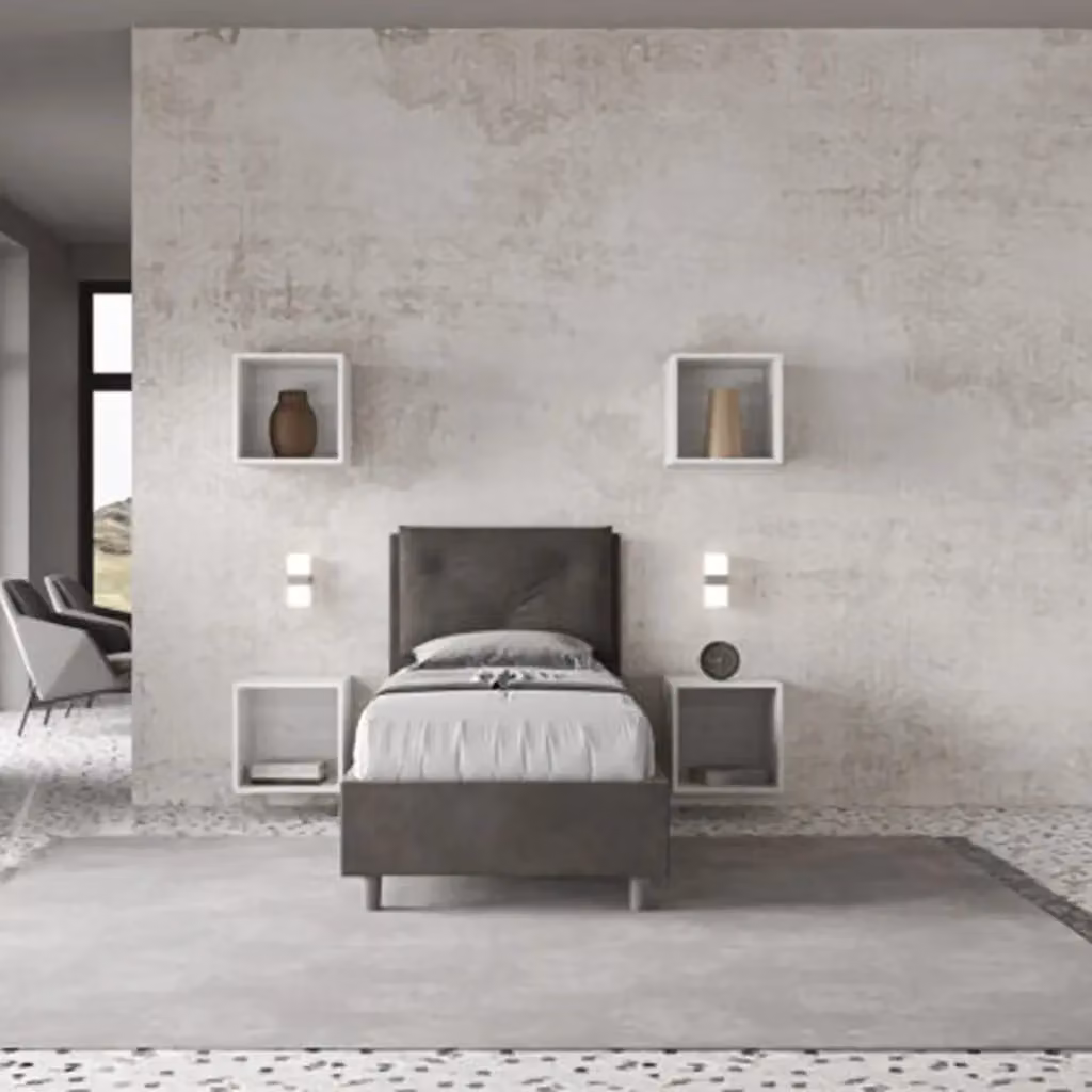 Letto singolo contenitore imbottito Ityhome in microfibra grigio L: 80 cm, P: 210 cm, H: 110 cm – 2