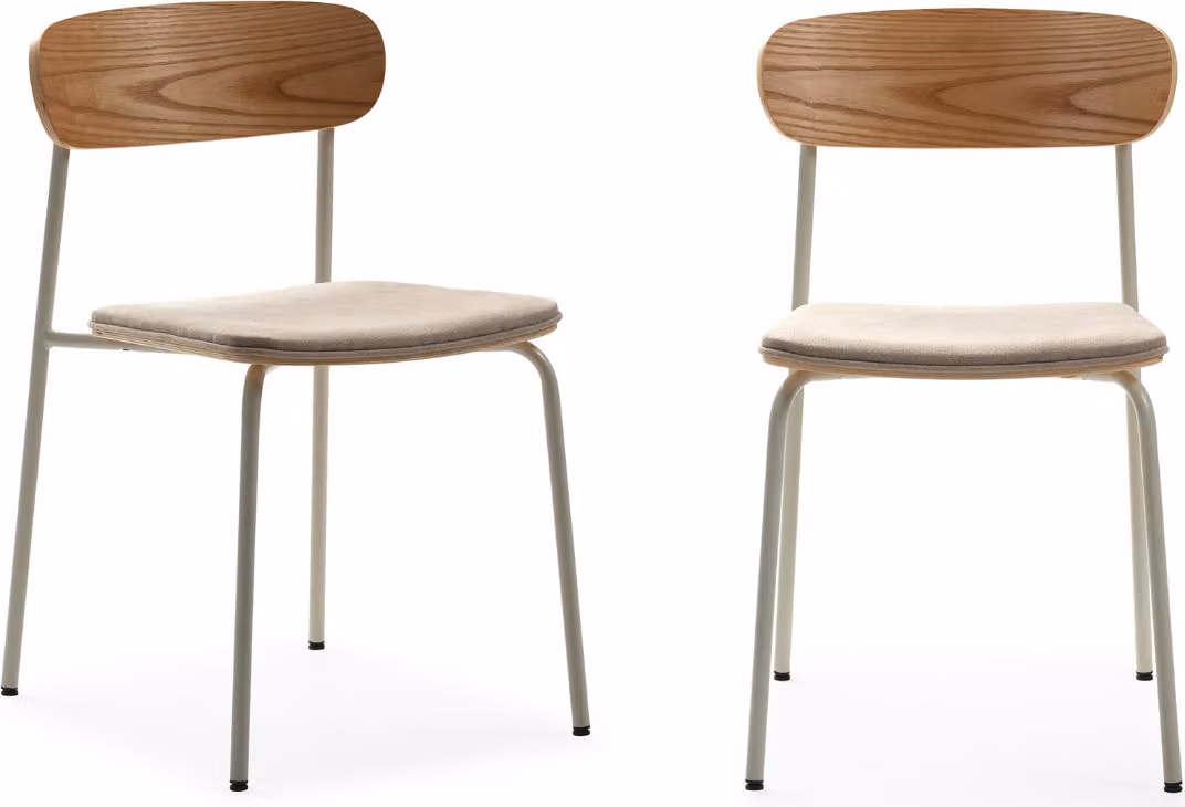 Calicosy - Set di 2 sedie in tessuto con gambe in metallo L46 cm - ADRIANA
