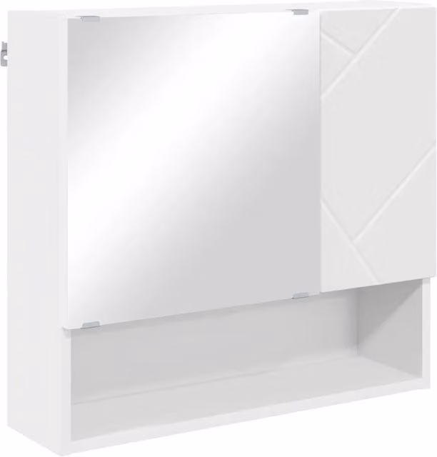 Armadietto a specchio rettangolare con portaoggetti interno 59 x 17 x 55 cm chic minimalista in legno bianco 02_0052867