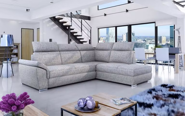 Stoff Ecksofa L-Form Sofa Couch Design Polster Modern Textil Bettfunktion