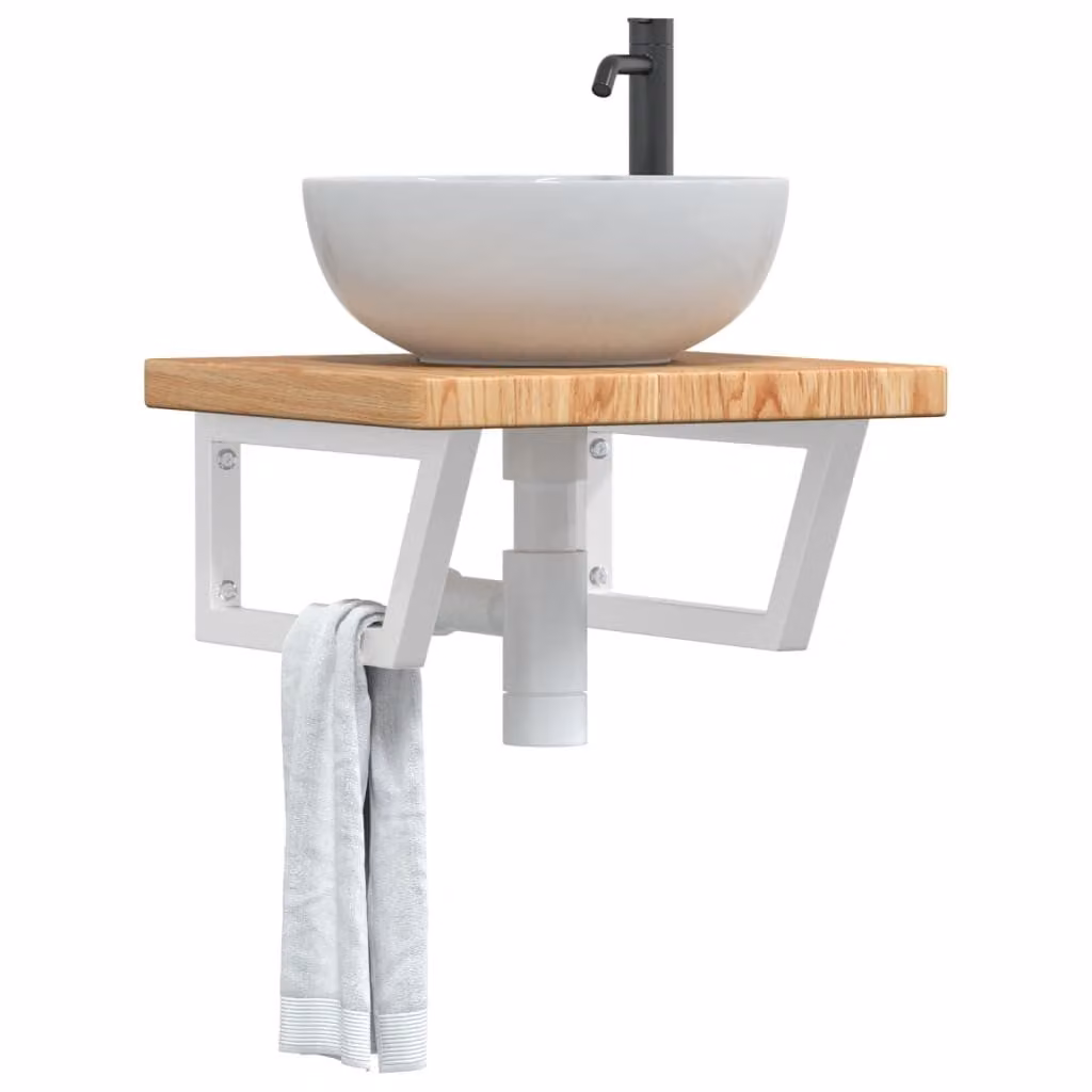 vidaXL Ripiano a Parete per Lavabo in Rovere e Metallo, Moderno, Marrone e Bianco