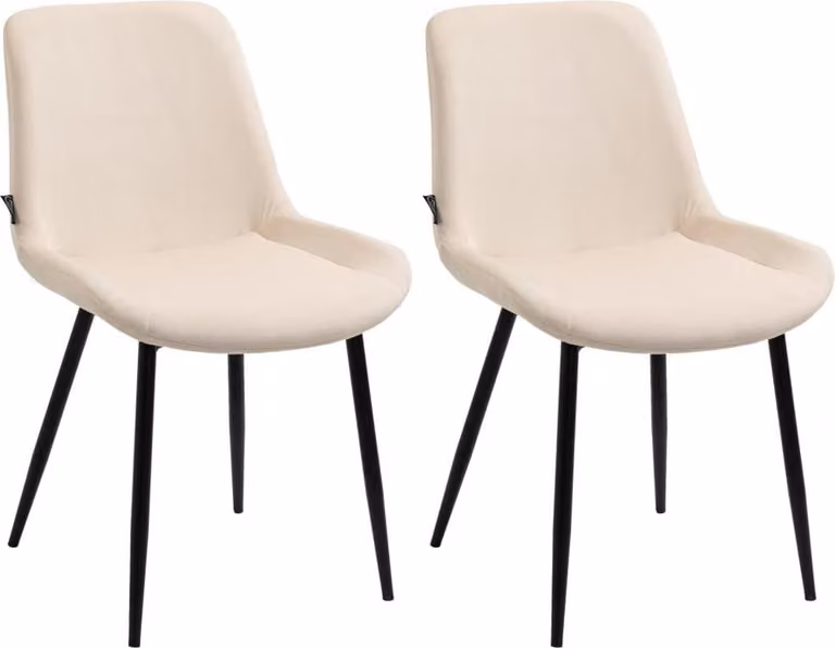 set di 2 sedie da pranzo - sedute imbottite in velluto - elevato comfort di seduta | Colore: crema