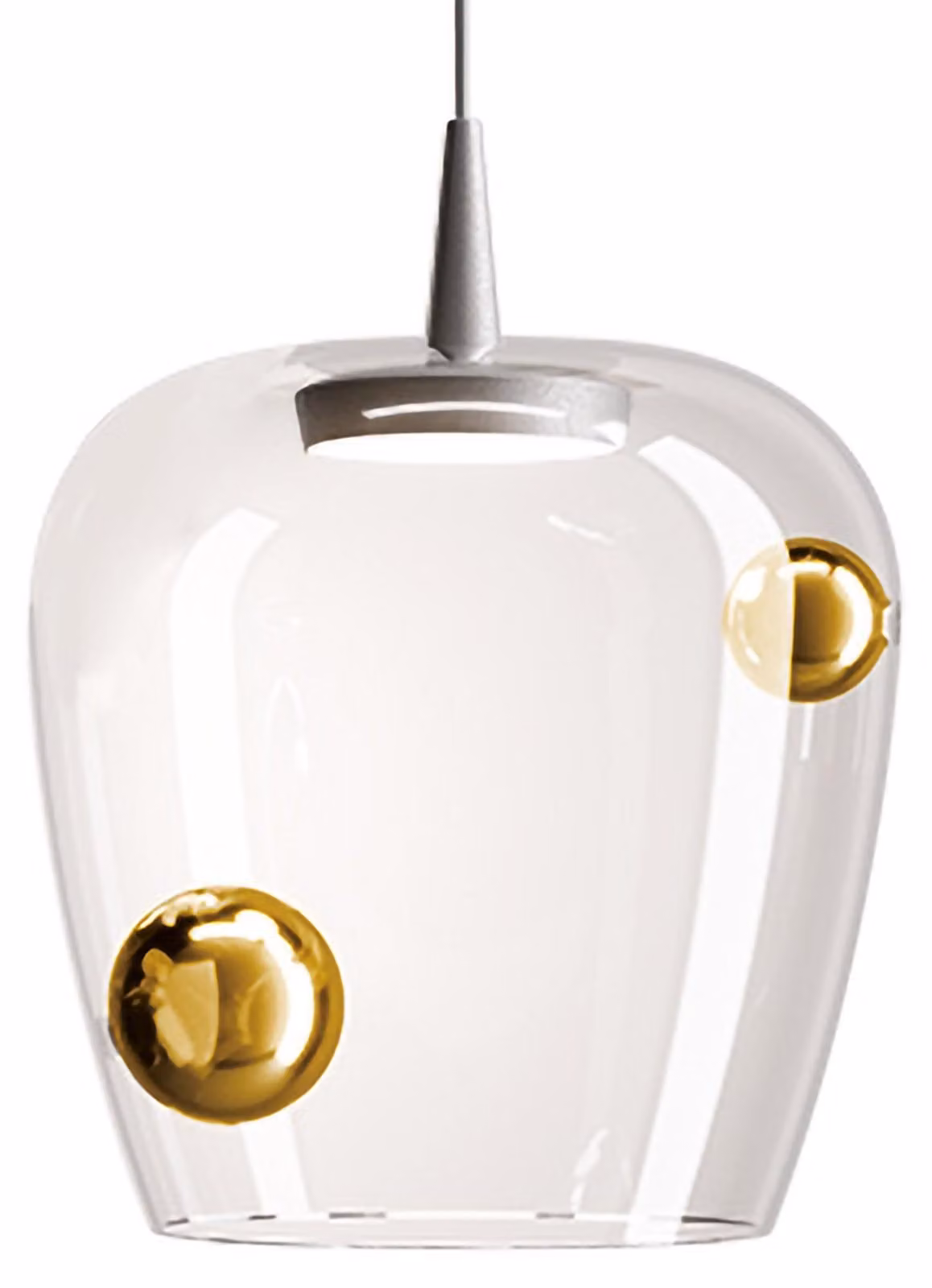 Zafferano Lampada a sospensione Bilia LED 8W 3000K in vetro borosilicato soffiato a bocca con finitura Alluminio e Bronzo, diametro 27 cm, IP40