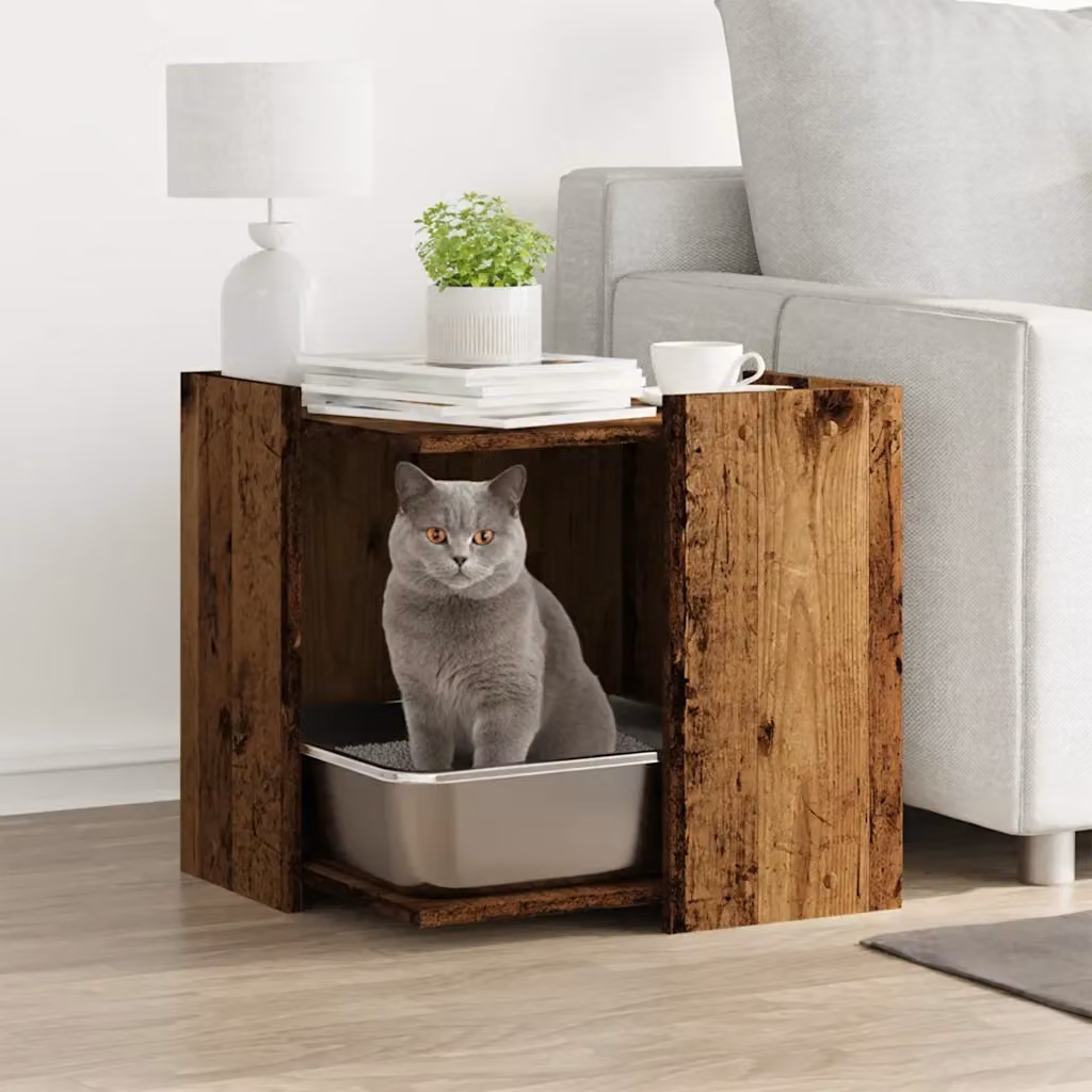 Rifugio per lettiera per gatti vidaXL in legno color marrone L 53 cm, P 53 cm, H 51 cm