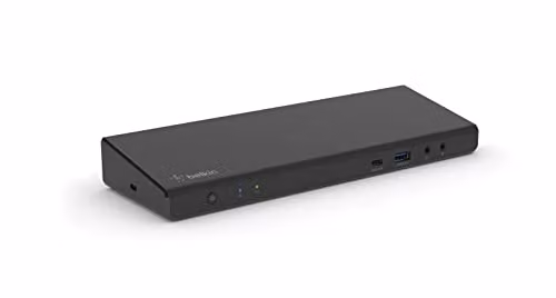 Belkin Docking station DisplayLink per tre display, hub USB con 3 porte HDMI, 2 porte DisplayPort, risoluzione 4K, 85 W Power Delivery, Gigabit Ethernet, audio da 3,5 mm, 1 porta USBC e 5 porte USB-A