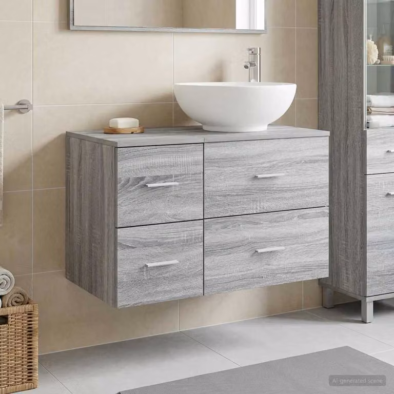 Set di mobili per il bagno vidaXL composto da mobile lavabo e mobile laterale in stile minimalista, colore grigio opaco