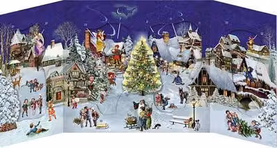 Serata invernale in un villaggio - Calendario a scorrimento dal sapore nostalgico