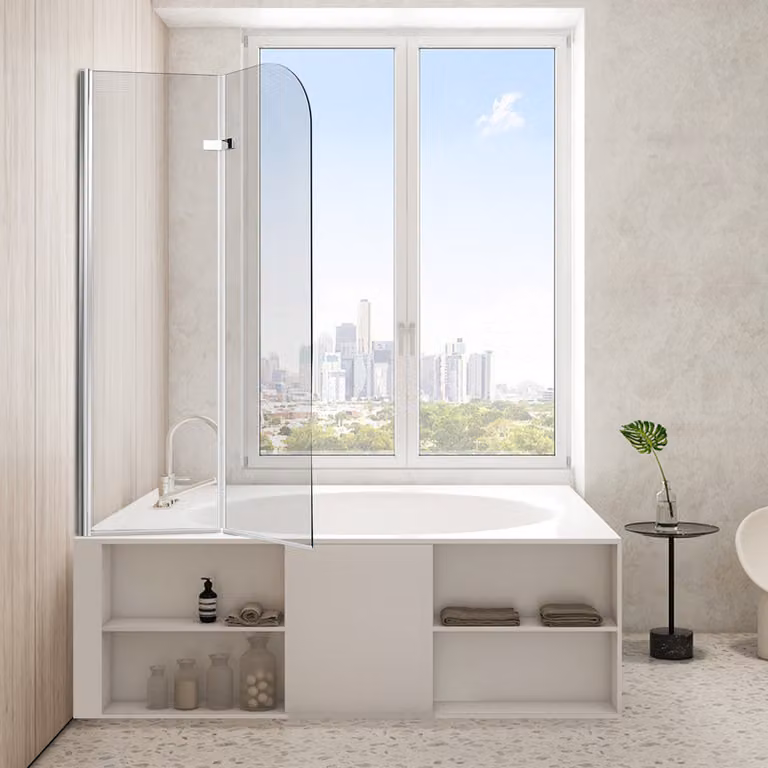 Jopassy schermo pieghevole vasca da bagno attacco doccia schermo 180° ESG NANO Easy Clean vetro 2 pezzi pieghevole 100*140CM argento