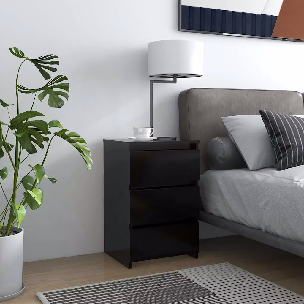 Comodino moderno vidaXL nero in legno MDF da appendere a parete L: 40 cm, P: 35 cm, H: 62,5 cm