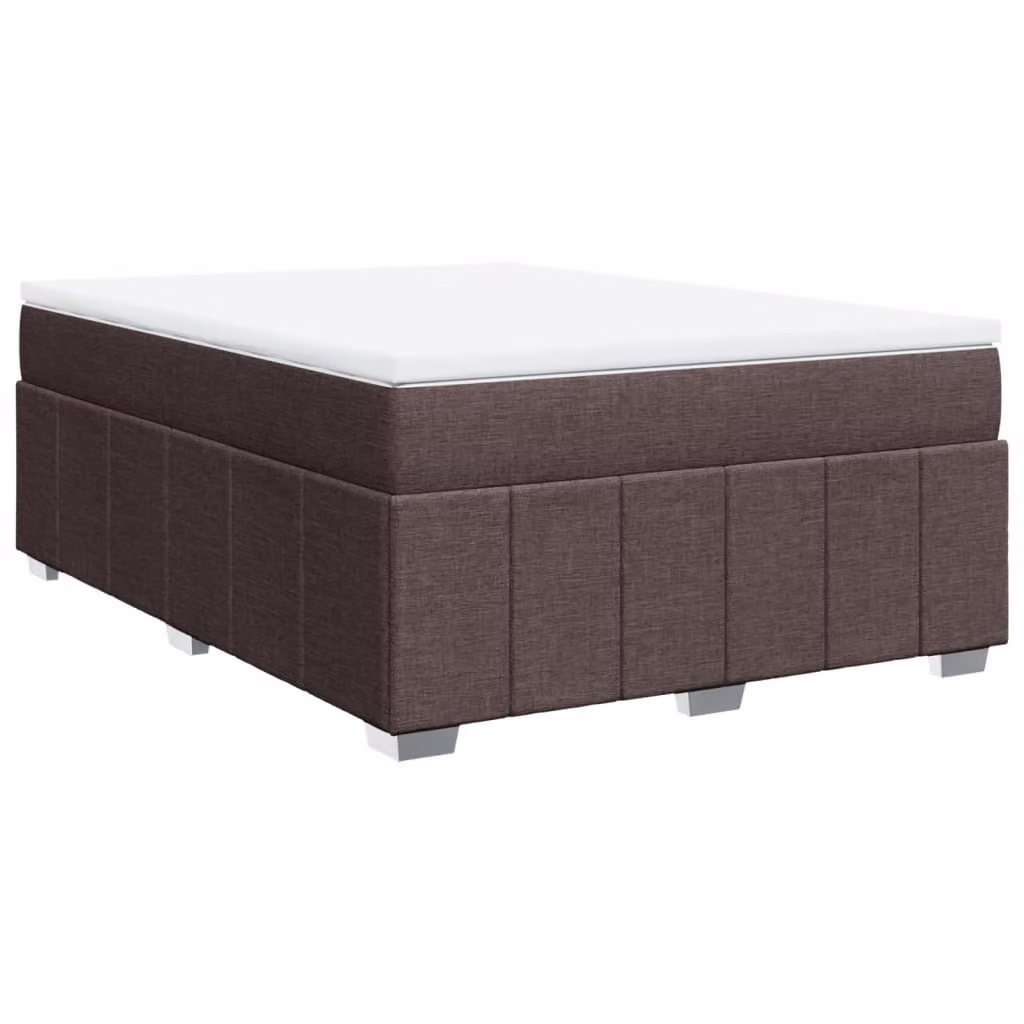 Letto a molle con materasso marrone scuro 160x200 cm in tessuto