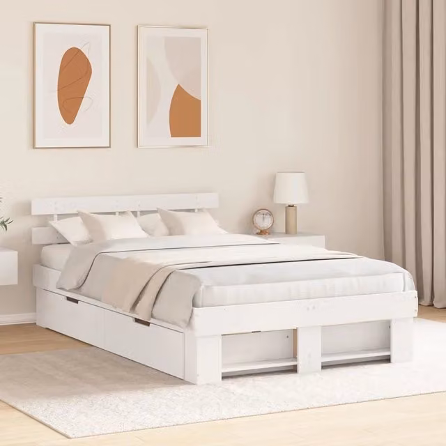 Struttura del letto Bianco 140 x 190 cm Pino massello 3382281