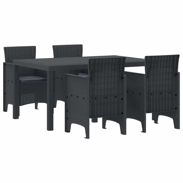 Set da pranzo per giardino e terrazzo vidaXL in 5 pezzi in rattan antracite