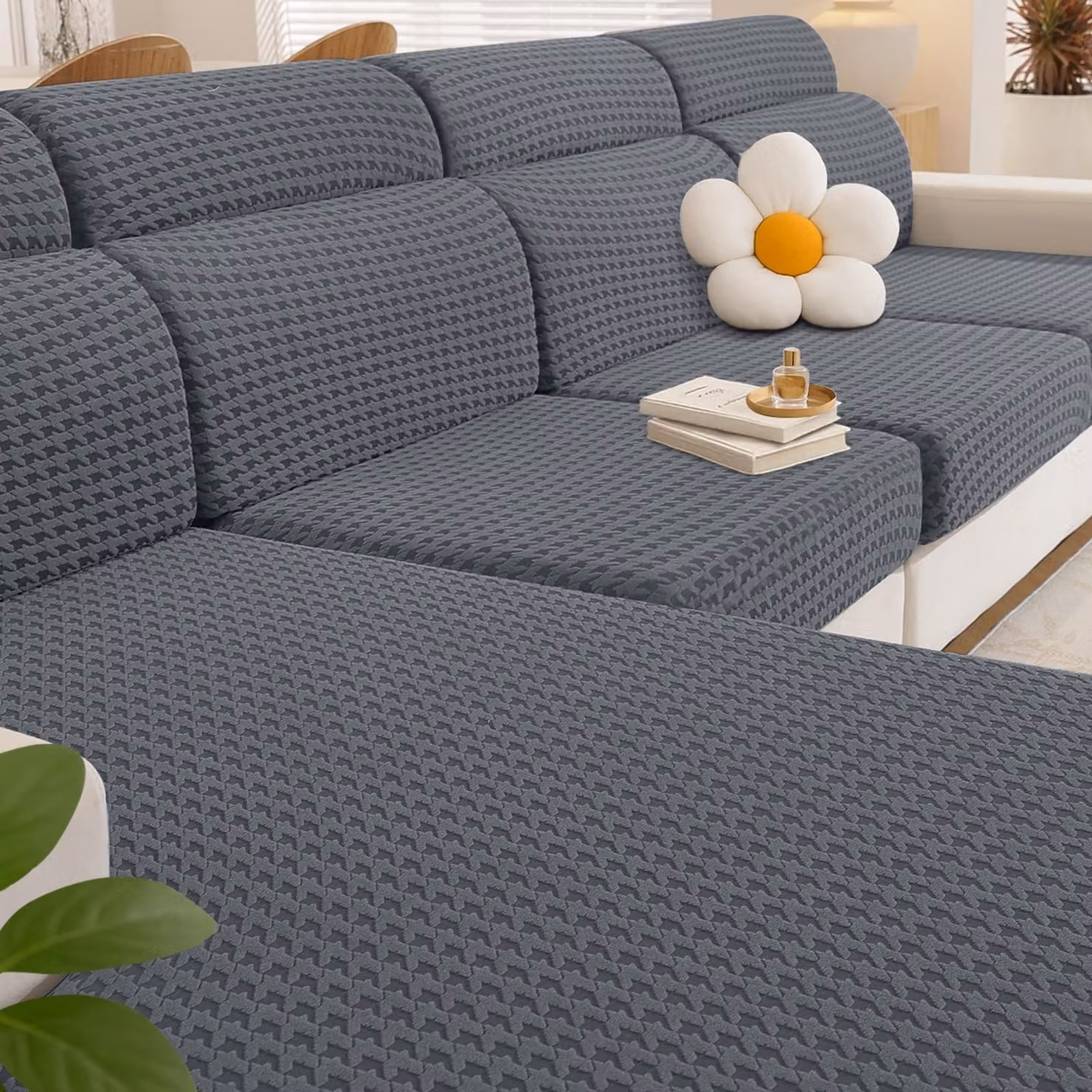 Coperture elastiche universali per cuscini di seduta del divano, colore grigio chiaro