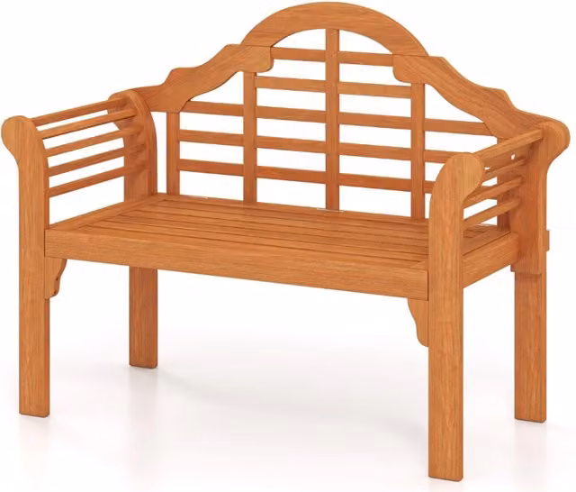 Panca da giardino in legno massiccio pieghevole da 123cm, Panca pieghevole in legno per esterni Naturale-Panchine