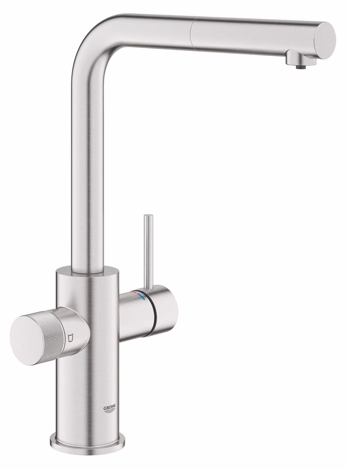Rubinetto filtro per acqua a 3 vie, estraibile, con bocchetta a forma di "L", rotazione a 360°, maniglia per il filtro