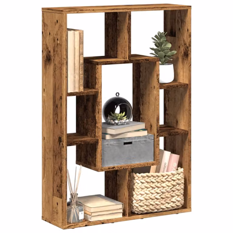 Libreria moderna vidaXL in legno e MDF color marrone con design geometrico L: 63 cm, P: 20 cm, H: 90 cm