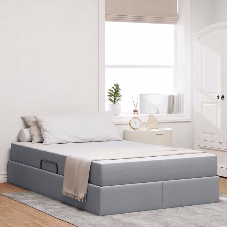 Letto con contenitore e materasso vidaXL in tessuto Grigio e Nero L: 120 cm, P: 200 cm, H: 204 cm
