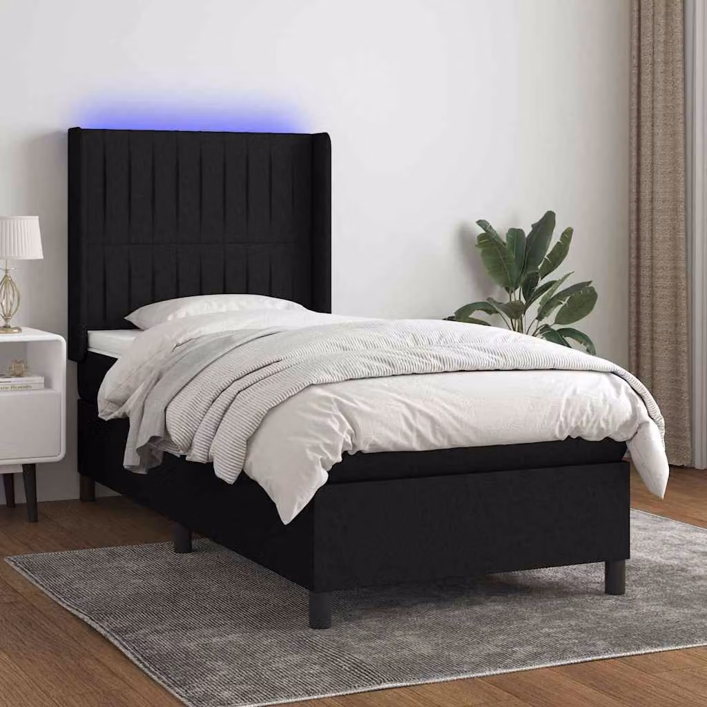 Letto a Molle vidaXL con Illuminazione LED e Porta USB in Tessuto L/P: 100 x 200 cm – 1