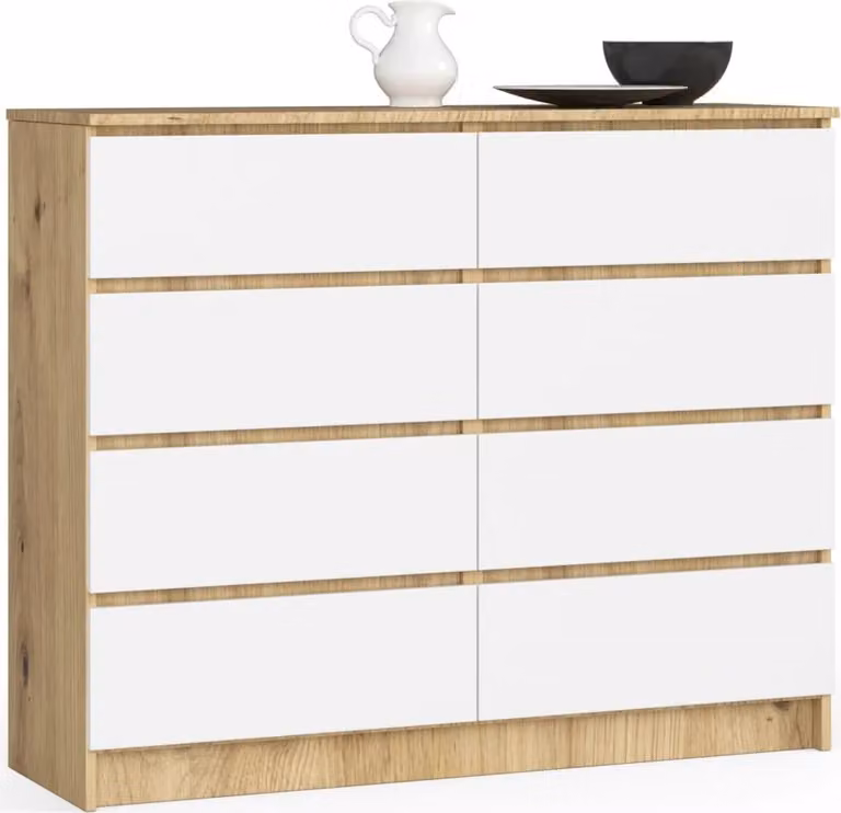 Mobile largo con cassetti SAVRILA - rovere artisan / bianco