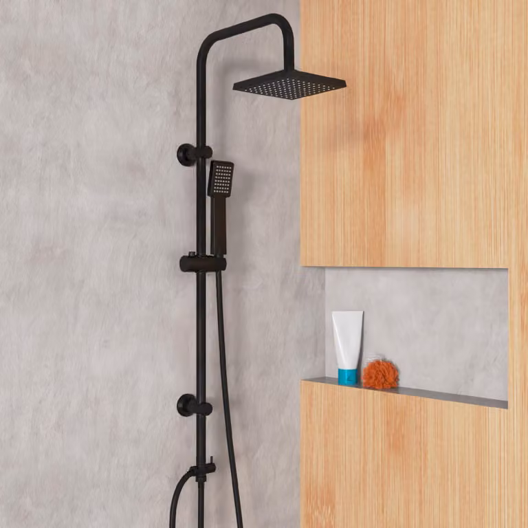 set doccia eisl EASY ENERGY, doccia a pioggia senza miscelatore, sistema doccia con soffione e doccetta, soffione doccia