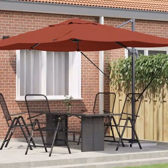 Ombrelloneda-Ombrello da giardino balcone Terracotta 351 x 250 x 260 cm Poliestere e Alluminio