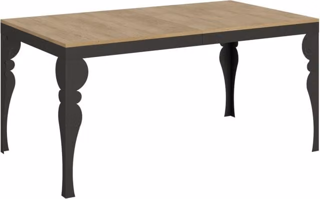 Tavolo da pranzo rettangolare allungabile Paxon Evolution in legno color quercia naturale e metallo, L: 160-264 cm, P: 90 cm, H: 80 cm