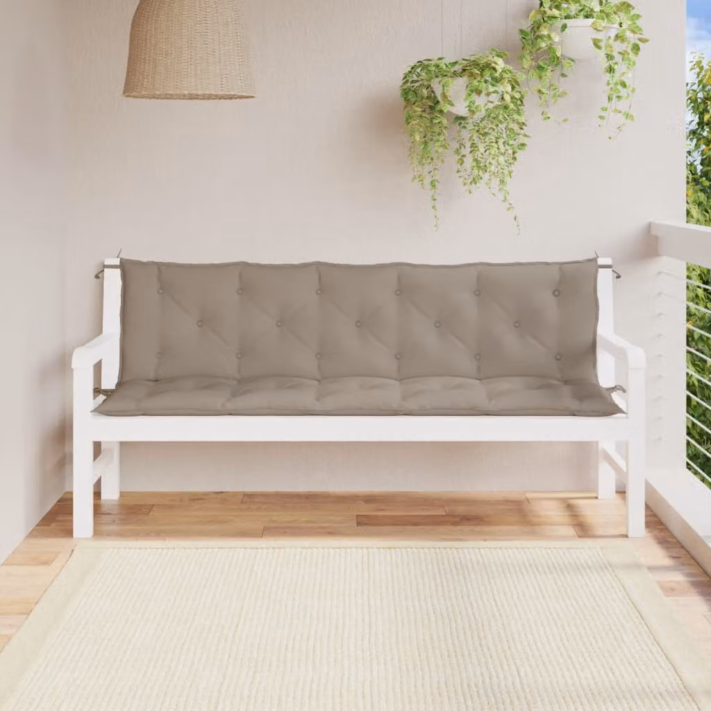 Set di 2 cuscini per panca da giardino vidaXL in tessuto Oxford impermeabile e traspirante, colore tortora, L 180 cm x P 50 cm x H 7 cm