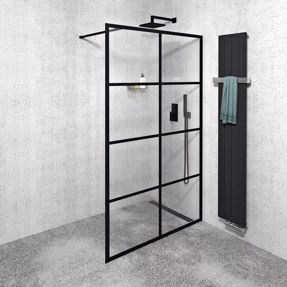 Gelco Cure Black - Schermo doccia 1400x2000 mm, nero opaco/vetro chiaro CB140