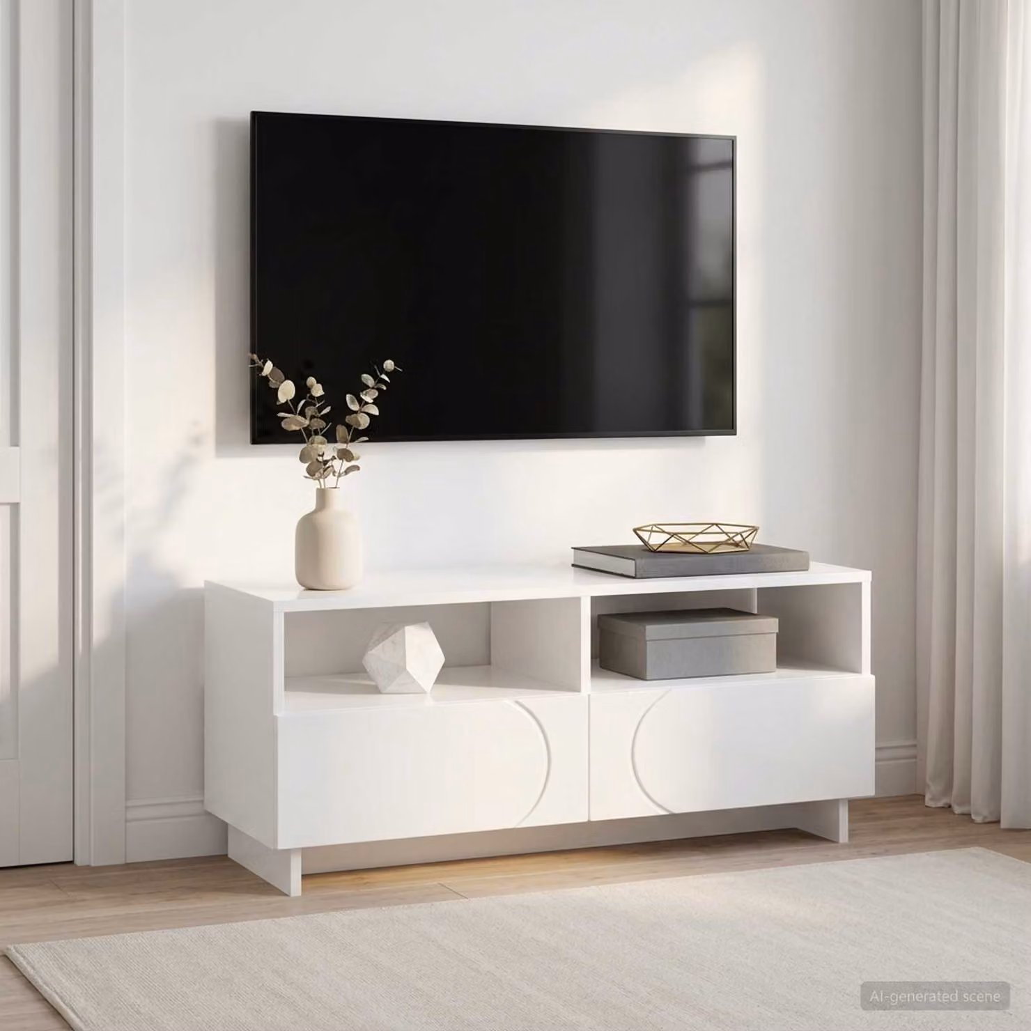 vidaXL Supporto TV moderno in legno bianco lucido L/P/H: 90 x 34.5 x 40 cm