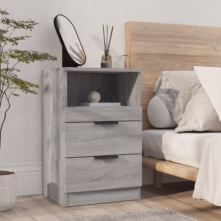 Comodino vidaXL in legno effetto Sonoma grigio moderno L: 36,0 cm, P: 40,0 cm, H: 65,0 cm