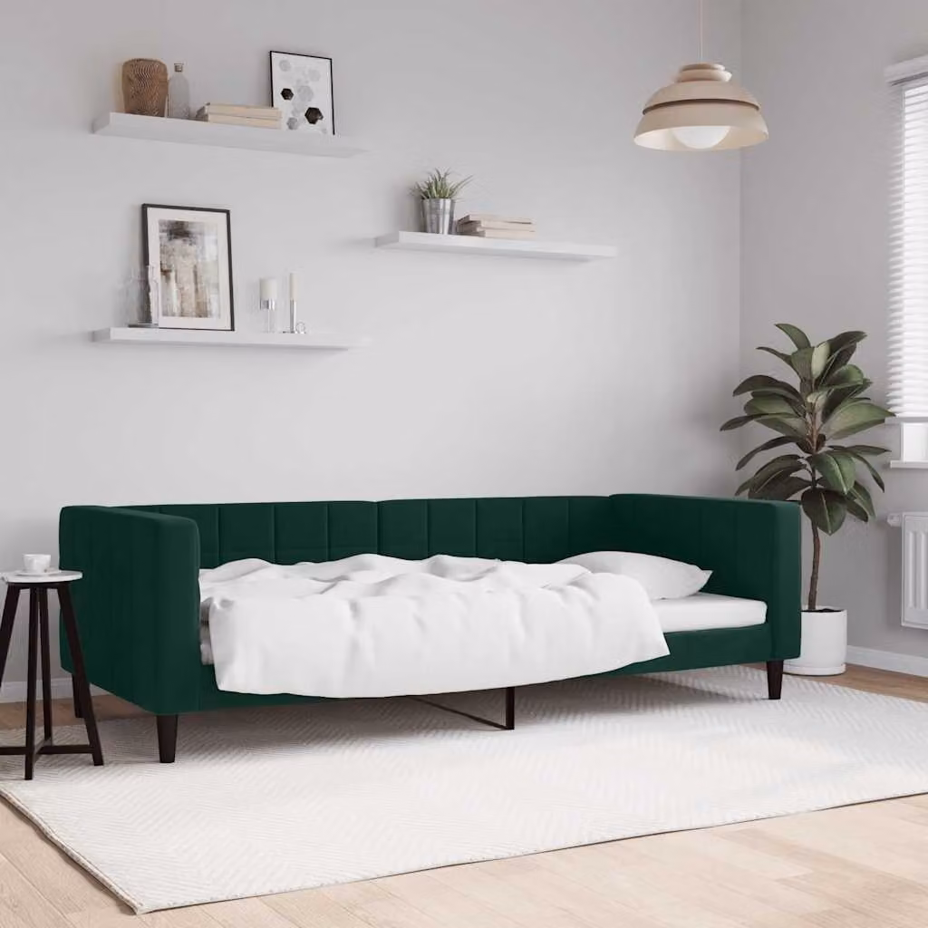 Letto da giorno vidaXL in velluto verde con struttura in legno e metallo, L/P/H: 200 x 90 x 68 cm