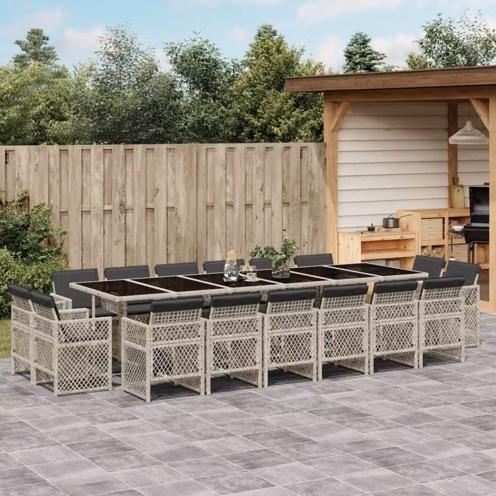 Maison Exclusive - Set da Pranzo da Giardino 17pz con Cuscini Grigio in Polyrattan