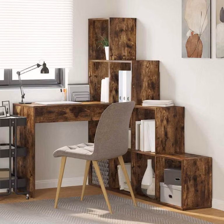 Maison Exclusive - Scrivania ad angolo Rovere fumé 101,5 x 149,5 x 149,5 cm