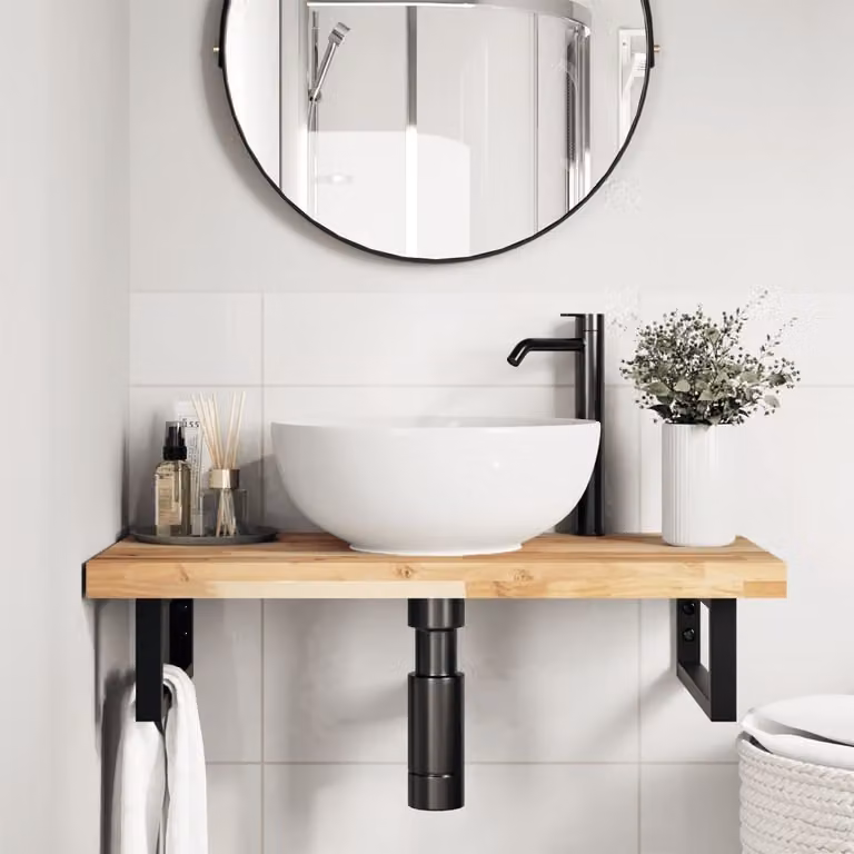 Piano da Bagno Non Trattato 60x40x4 cm Legno Massello di Acacia