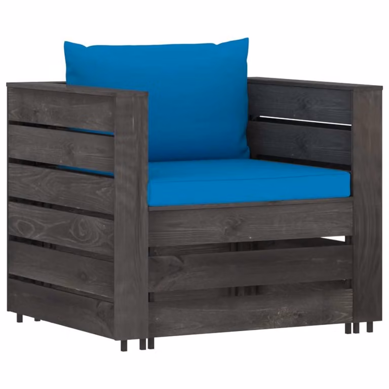 set da giardino 2 pezzi con cuscini Legno impregnato grigio