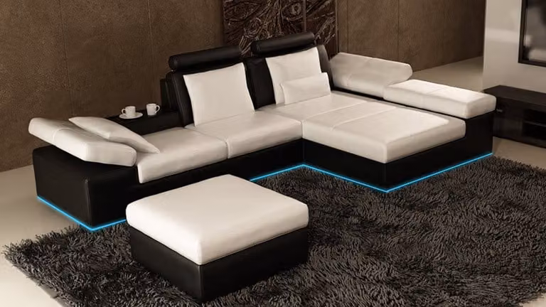 Ledersofa Sofa mit USB Wohnlandschaft Ecksofa Garnitur Design Modern Sofa K5014C