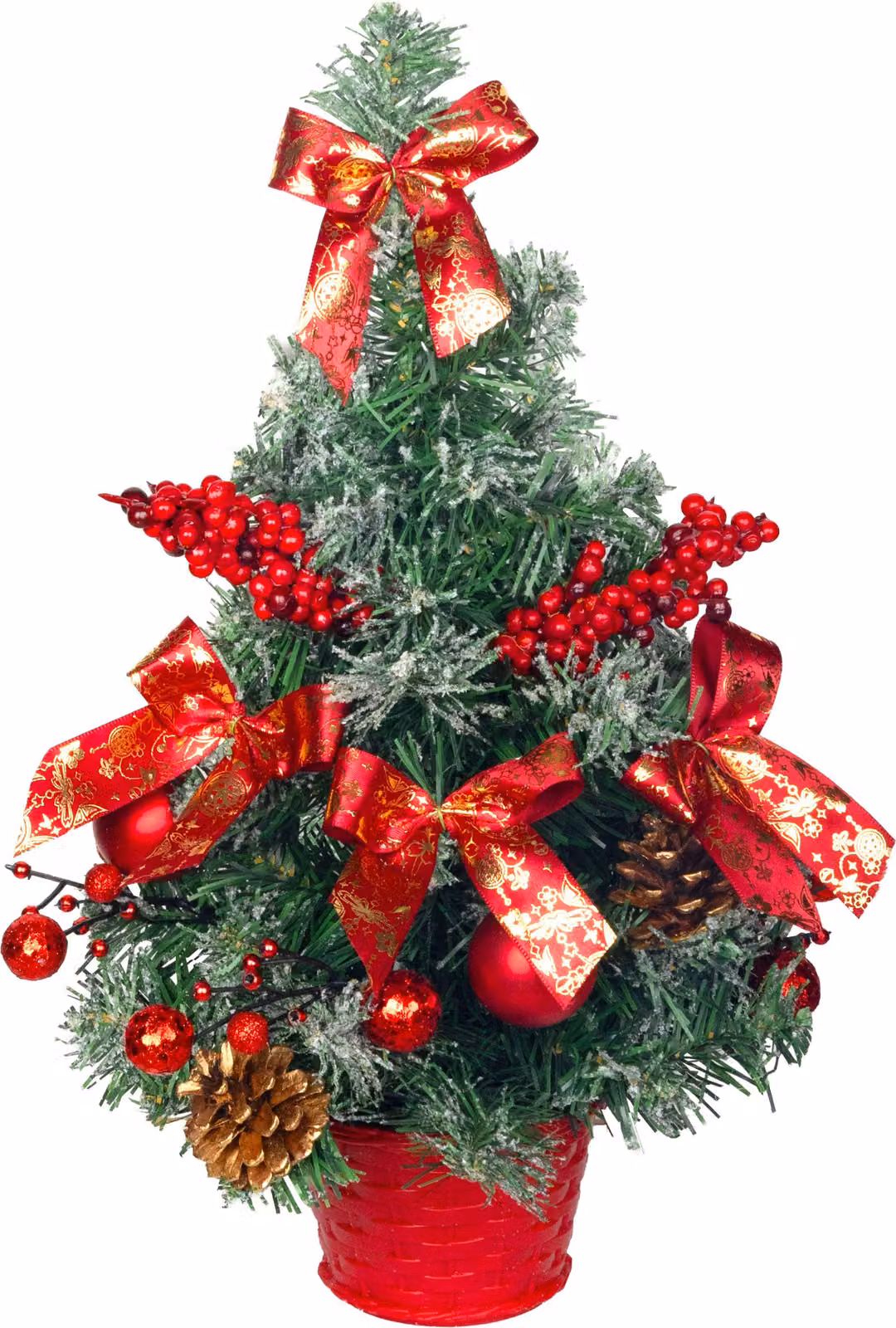 Albero MagicHome Natale, decorato, innevato, rosso, 40 cm