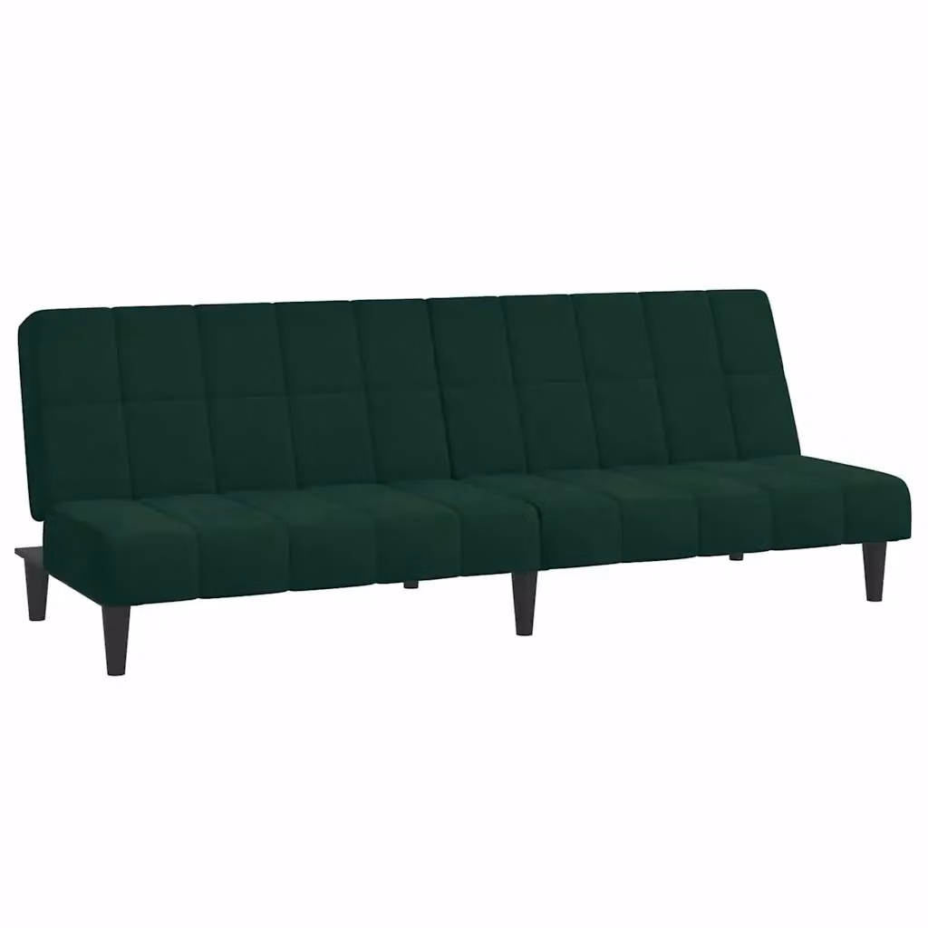 Divano Letto Click Clack Moderno vidaXL in Velluto Verde con Struttura in Legno Solido L/P/H: 220 x 140 x 84,5 cm – 2