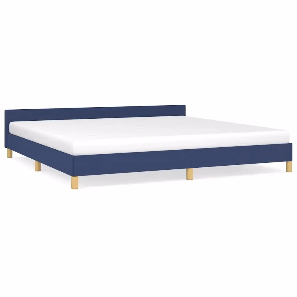 Letto con giroletto e testiera vidaXL in tessuto blu 200x200 cm – 2