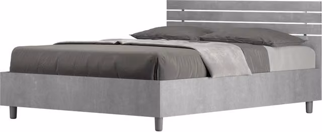 BS COM Letto matrimoniale francese senza rete 140x200 testata dritta con doghe cemento