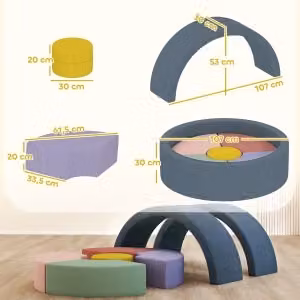 Set di 7 blocchi morbidi in schiuma WISHDOR per bambini con rivestimento in corda sfoderabile, multicolore – 2