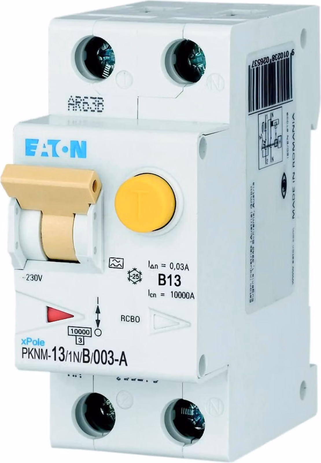 Interruttore combinato Eaton FI/LS 13A 30mA B-LS-C 1N-polare Eaton PKNM-13/1N/B/003-A-MW, 1 pz.