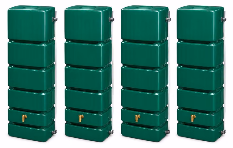 4x 350L GRAF SLIM Wandtank-Set 1400 L dunkelgrün 1840x600x390cm
