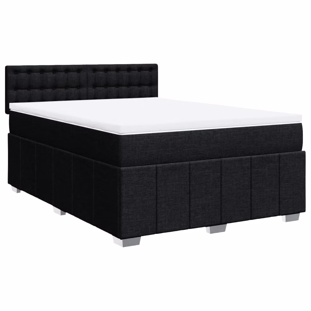 Giroletto a Molle con Materasso Nero 140x190 cm in Tessuto