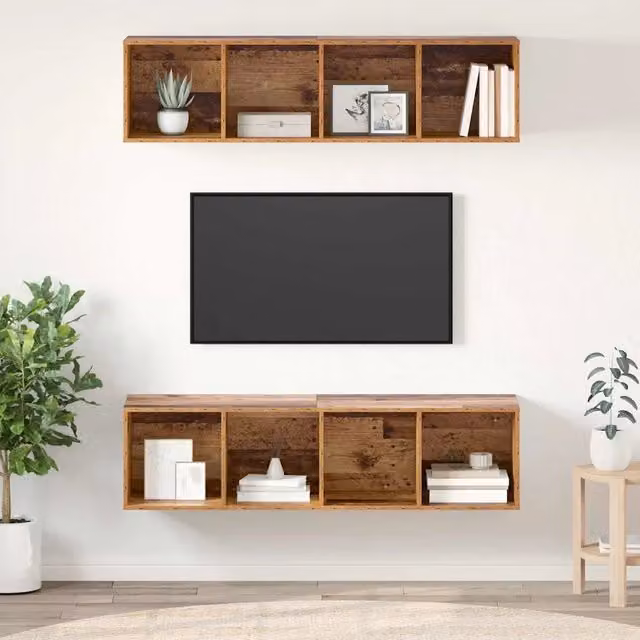 Set di 2 credenze per TV vidaXL in legno marrone stile minimalista L/P/H: 37 x 37 x 142,5 cm – 1