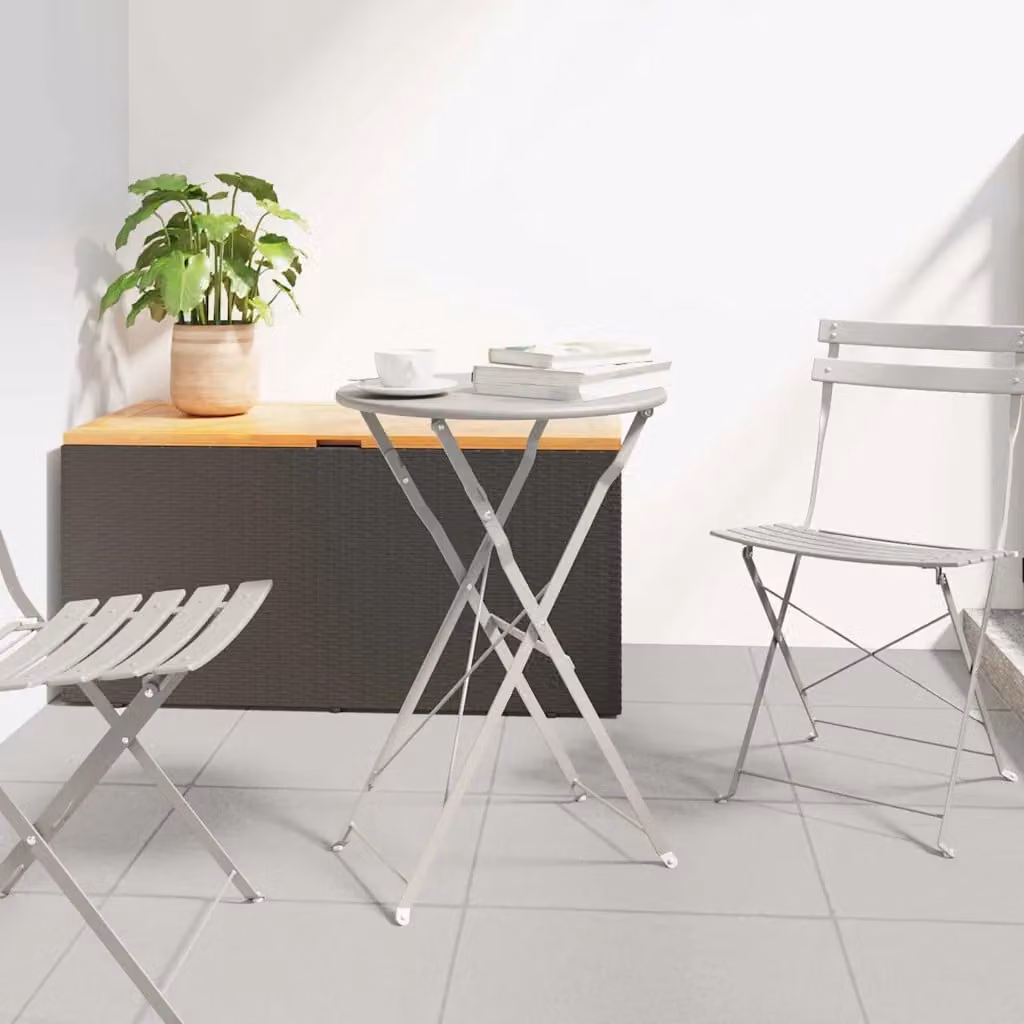 vidaXL Tavolo da bistrot moderno in metallo beige con piano rotondo pieghevole Ø 50 cm x H 71 cm