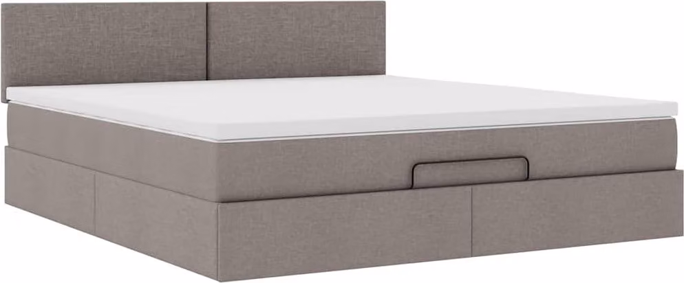 Struttura Letto Pouf con Materasso Tortora 180x200cm in Tessuto