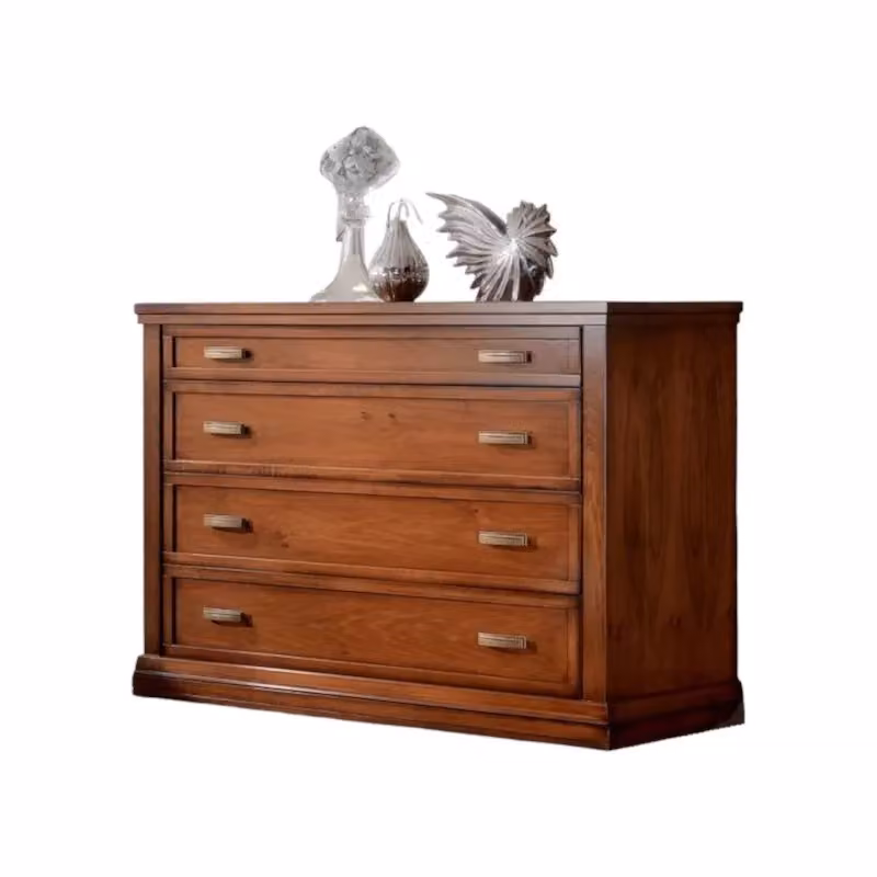Cassettiera classica in legno con 4 cassetti Mobili 2G colore noce L: 128 cm, P: 55 cm, H: 95 cm – 2